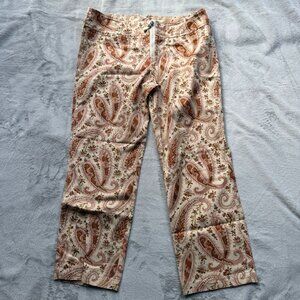 Express Capri Pants Womens 7/8 Pink Paisley Stretch Y2K New